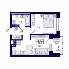 Квартира 36,8 м², 1-комнатная - изображение 3