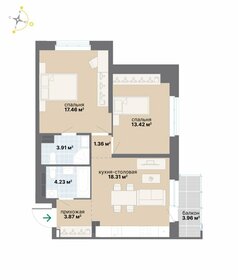 Квартира 66,5 м², 2-комнатная - изображение 1