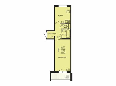 Квартира 35,7 м², 1-комнатная - изображение 1