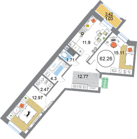 57,8 м², 2-комнатная квартира 16 700 000 ₽ - изображение 116