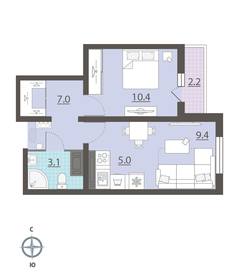 Квартира 36 м², 1-комнатная - изображение 1