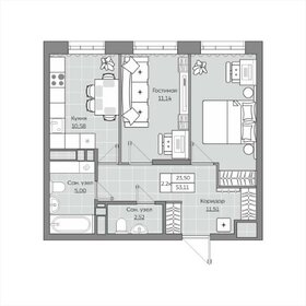 59,5 м², 2-комнатная квартира 9 000 000 ₽ - изображение 72