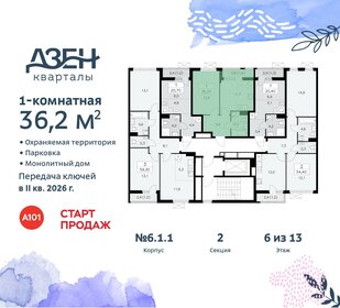 36,9 м², 1-комнатная квартира 7 100 500 ₽ - изображение 118