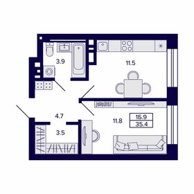 35,5 м², 1-комнатная квартира 4 242 250 ₽ - изображение 33