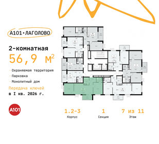 Квартира 56,9 м², 2-комнатная - изображение 2