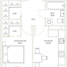 Квартира 41,2 м², 1-комнатная - изображение 2