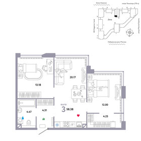 Квартира 58,4 м², 3-комнатная - изображение 1