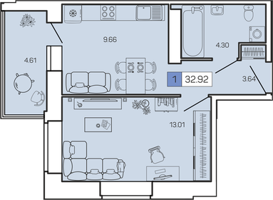 35,7 м², 1-комнатная квартира 5 380 356 ₽ - изображение 23