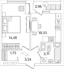 Квартира 35,2 м², 1-комнатная - изображение 1