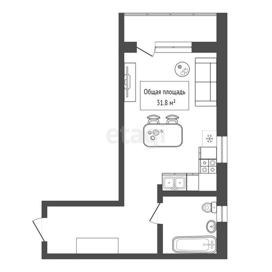 32 м², квартира-студия 4 000 000 ₽ - изображение 1