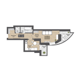 26,8 м², апартаменты-студия 3 990 000 ₽ - изображение 46