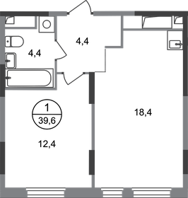 Квартира 39,6 м², 1-комнатная - изображение 1