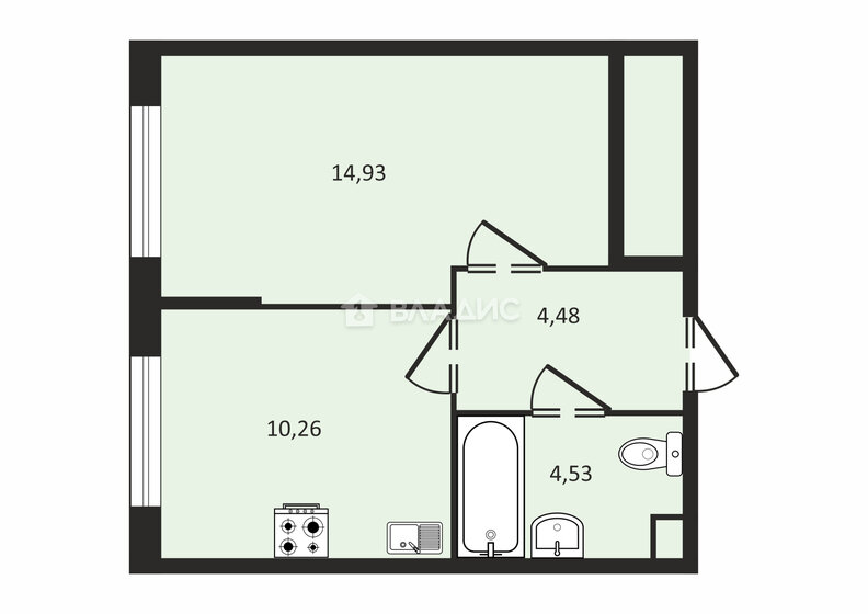 34,2 м², 1-комнатная квартира 5 555 000 ₽ - изображение 1