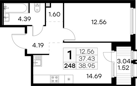 39,2 м², 1-комнатная квартира 7 039 999 ₽ - изображение 37