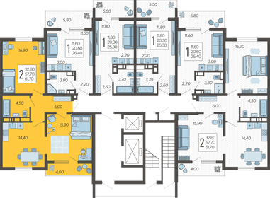 61,7 м², 2-комнатная квартира 16 961 330 ₽ - изображение 27