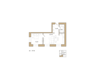 47,8 м², 2-комнатная квартира 4 600 000 ₽ - изображение 56