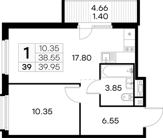 Квартира 40 м², 1-комнатная - изображение 1