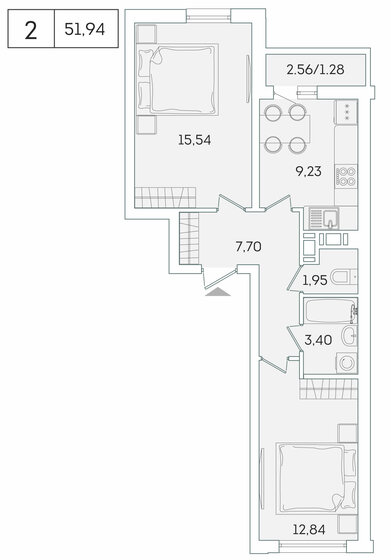 51,9 м², 2-комнатная квартира 8 853 047 ₽ - изображение 1
