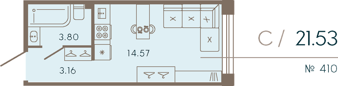 22,9 м², апартаменты-студия 13 256 314 ₽ - изображение 42