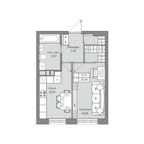 Квартира 36,7 м², 1-комнатная - изображение 1