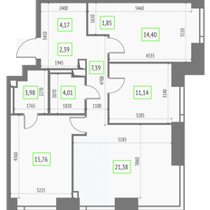 Квартира 86,5 м², 3-комнатная - изображение 2