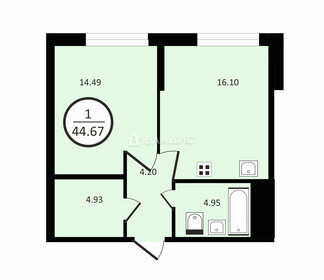 Квартира 44,7 м², 1-комнатная - изображение 1