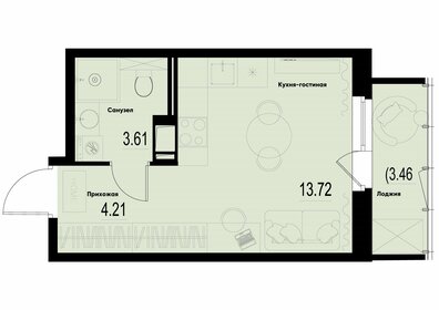 Квартира 22,6 м², студия - изображение 1