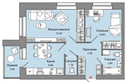 58,6 м², 2-комнатная квартира 8 200 000 ₽ - изображение 103