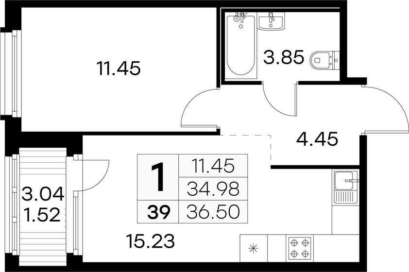 36,5 м², 1-комнатная квартира 6 539 999 ₽ - изображение 15