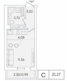 21,2 м², квартира-студия 3 765 431 ₽ - изображение 91