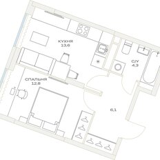 Квартира 36,8 м², 1-комнатная - изображение 2