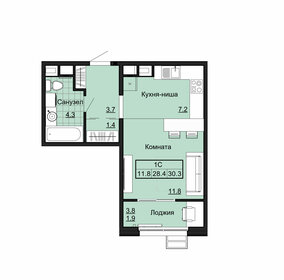 Квартира 30,3 м², студия - изображение 1