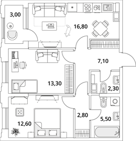 61,1 м², 2-комнатная квартира 14 640 538 ₽ - изображение 26