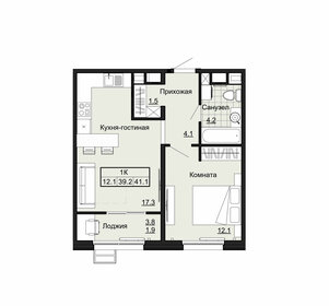 41,1 м², 1-комнатная квартира 3 300 000 ₽ - изображение 46