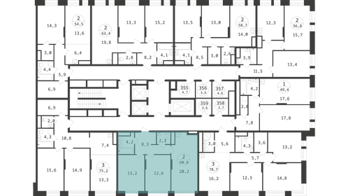 Квартира 60,8 м², 2-комнатная - изображение 2