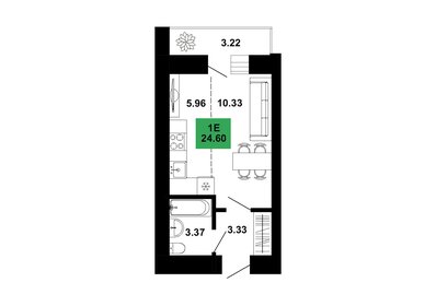 Квартира 24,6 м², студия - изображение 1