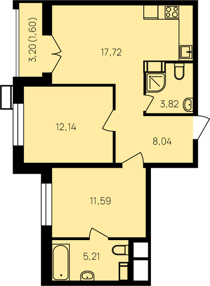 61,8 м², 2-комнатная квартира 7 946 400 ₽ - изображение 44