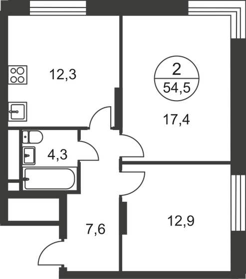 54,5 м², 2-комнатная квартира 15 090 472 ₽ - изображение 12