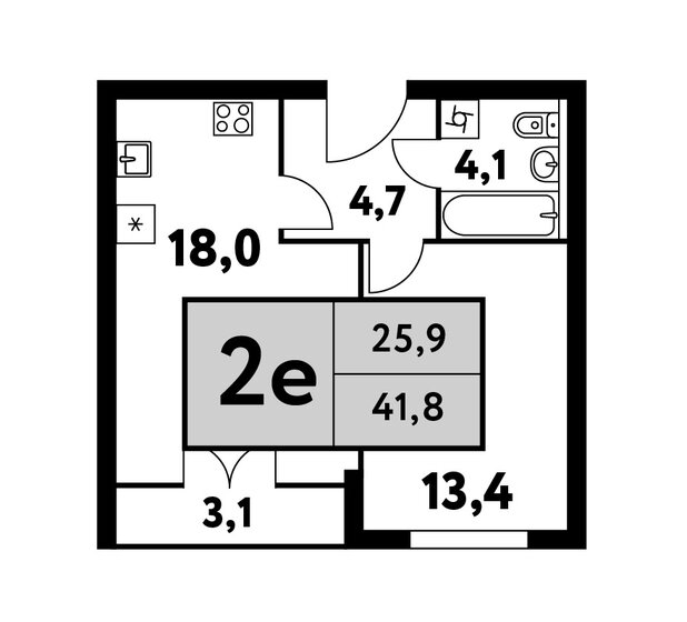 41,8 м², 2-комнатная квартира 19 352 606 ₽ - изображение 1