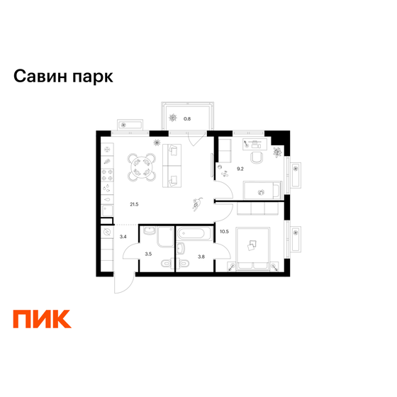 49,1 м², 2-комнатная квартира 8 337 180 ₽ - изображение 28