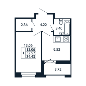 Квартира 34,4 м², 1-комнатная - изображение 4