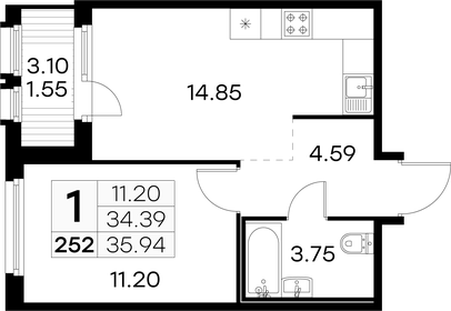 34,7 м², квартира-студия 11 070 295 ₽ - изображение 80