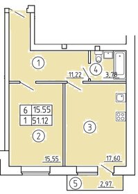 Квартира 51,1 м², 1-комнатная - изображение 1