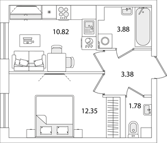 33,2 м², 1-комнатная квартира 7 580 824 ₽ - изображение 69