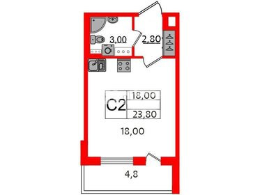 Квартира 23,8 м², студия - изображение 1