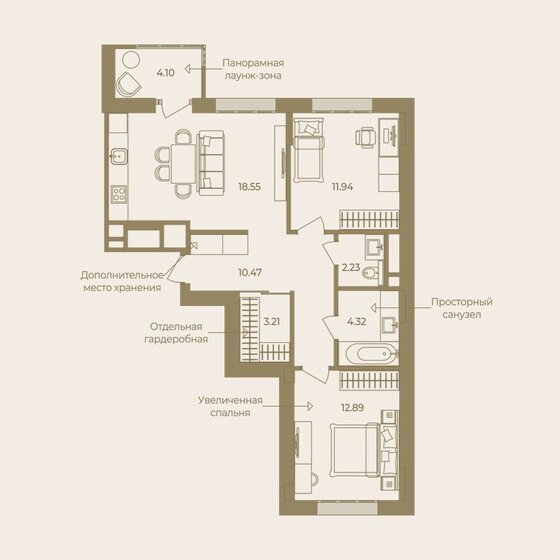 67,7 м², 2-комнатная квартира 13 190 000 ₽ - изображение 1