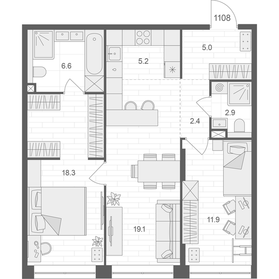 71,4 м², 2-комнатная квартира 35 842 872 ₽ - изображение 1