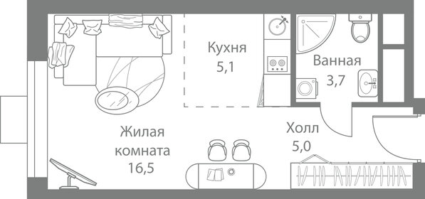 31 м², квартира-студия 10 700 000 ₽ - изображение 105