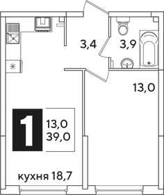 Квартира 39 м², 1-комнатная - изображение 2