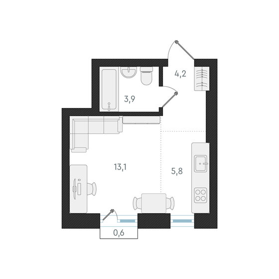 27 м², квартира-студия 5 500 000 ₽ - изображение 1